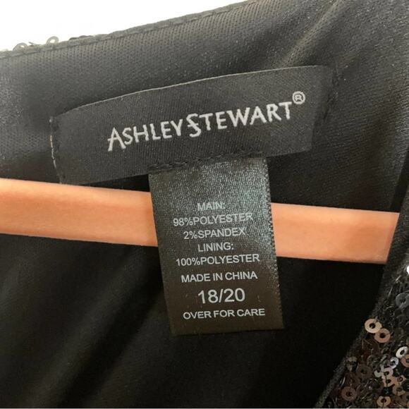ASHLEY STEWART Sequin Wrap Bodycon Evening Dress Black {E6} - Picture 5 of 5